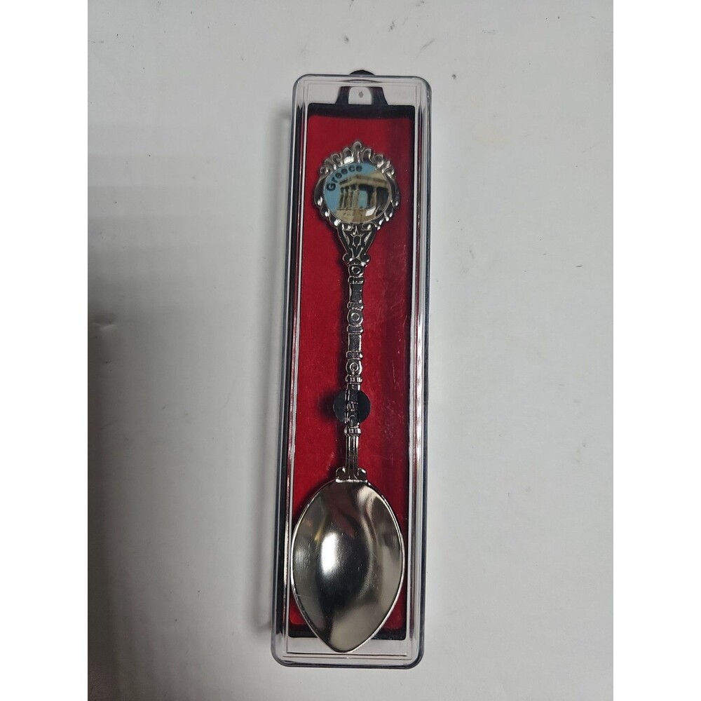 Merge decorative silver-plated souvenir spoon from Greece. Featuring Acropollis